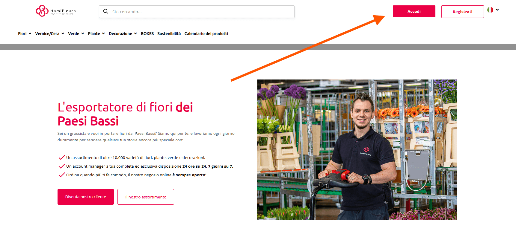 1. Pagina di accesso